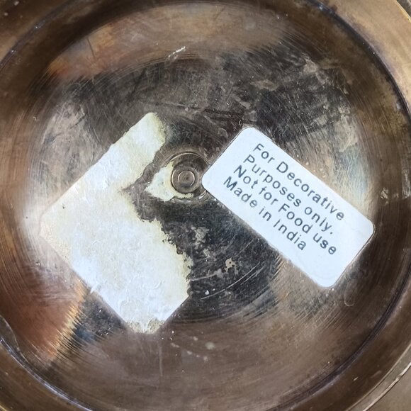 Vintage India Brass Enameled Trinket Bowl 6" diameter - Picture 5 of 8
